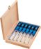 Chisel set 6 pcs blue wooden box