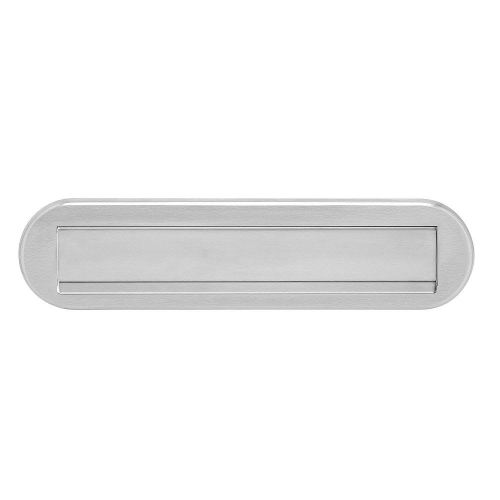 letterbox oval with flaprain rim brushed stainless steel