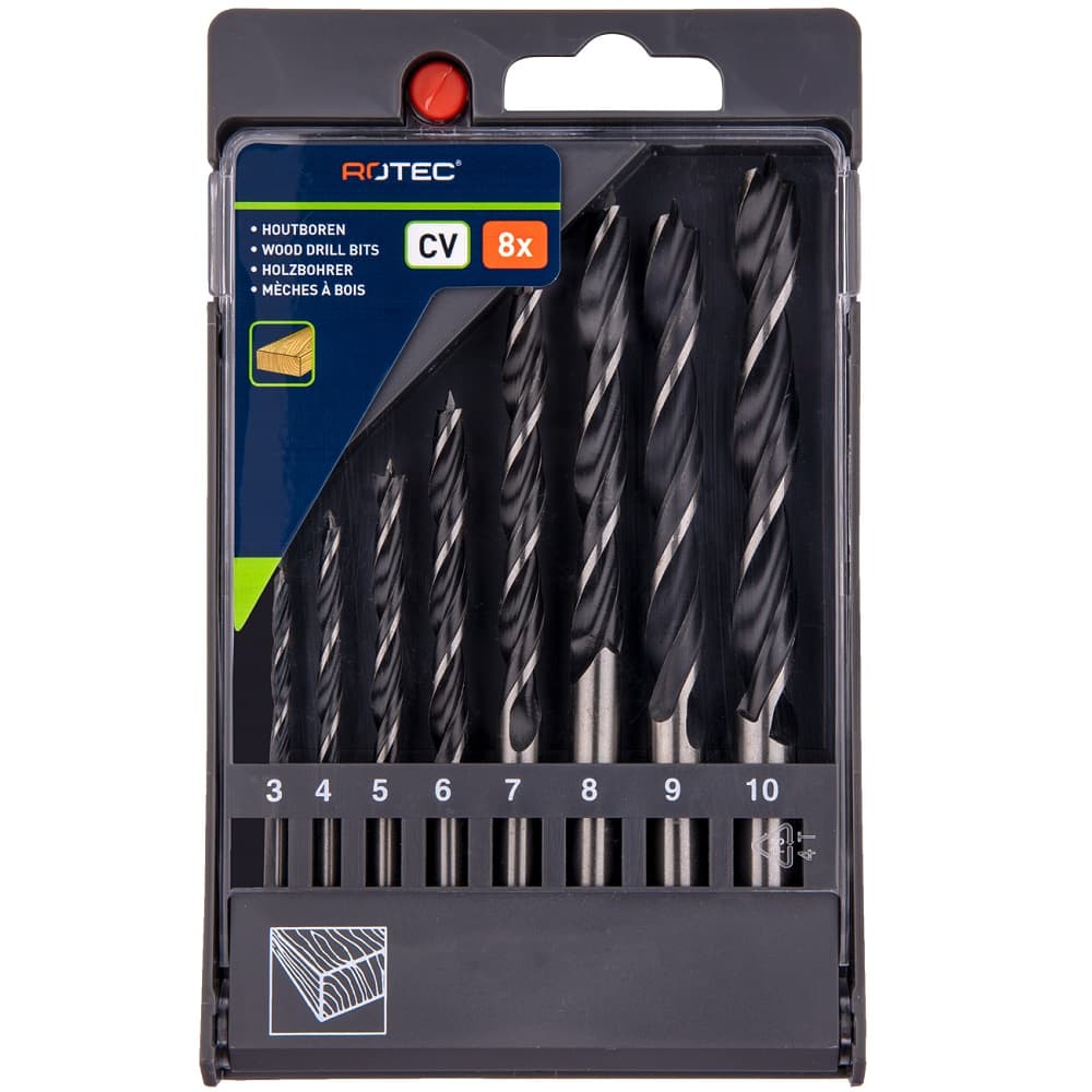 lip spur drill bit set in pvccassette 8pc