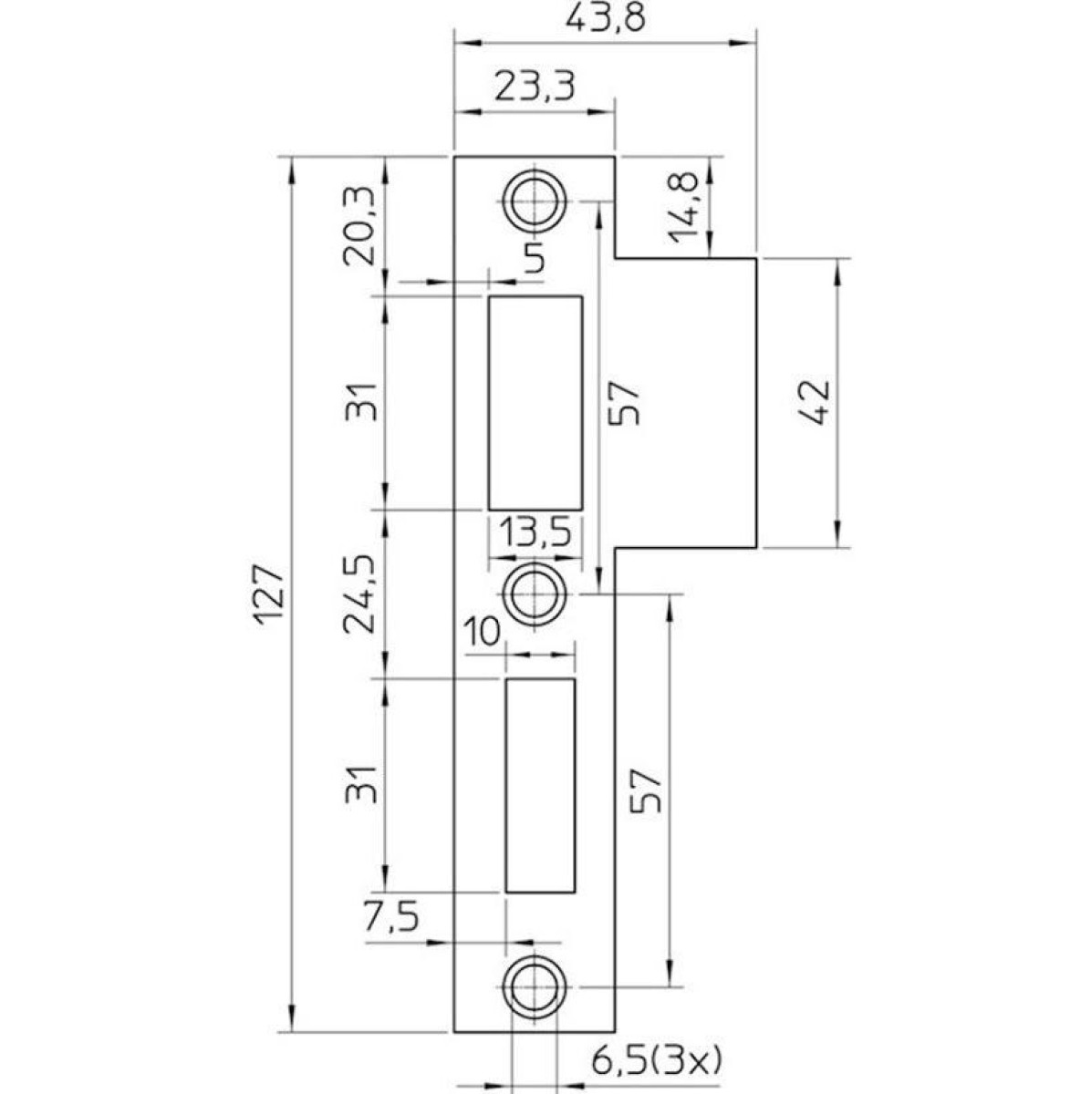 Router Template Strike Plate 127x23 Left 247WOOD