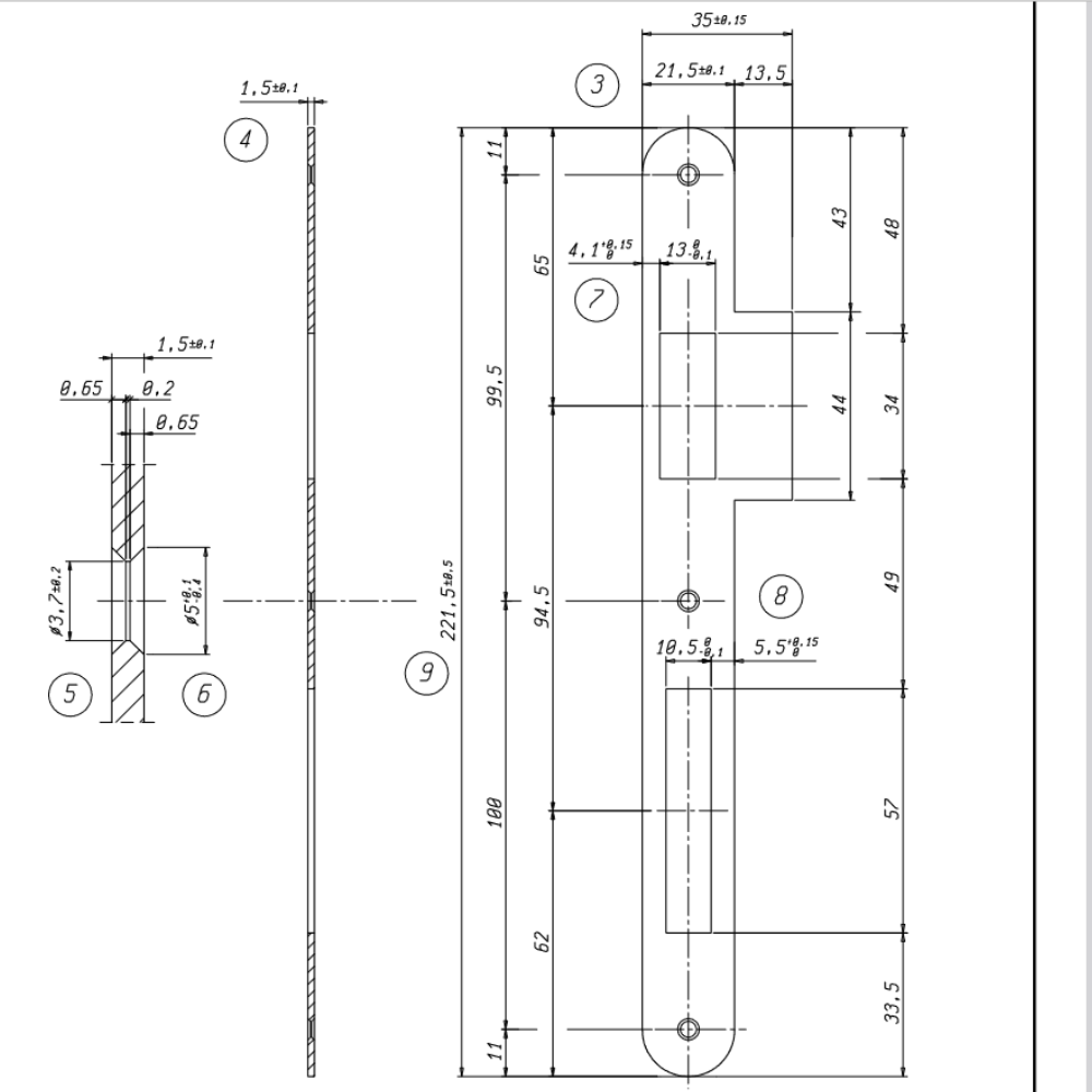 router template strike plate 192x25 left