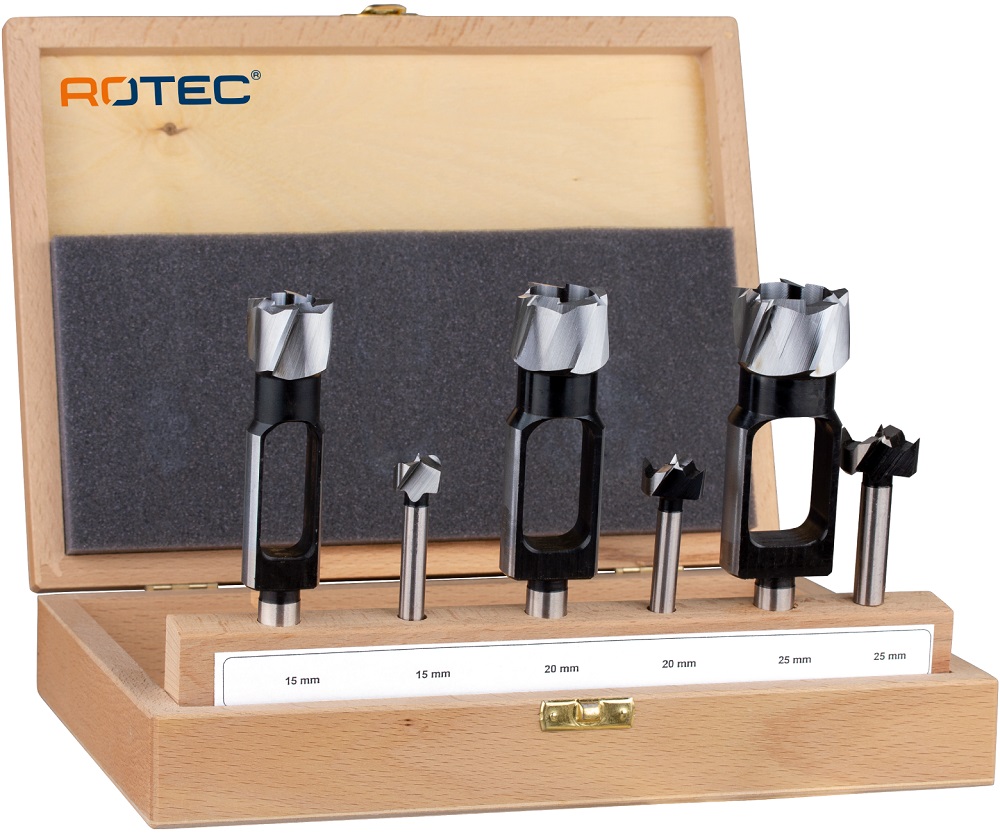tenon plug cutter and forstner drill bit set 6pc